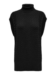 Damen Weste ONLSIF FREJA S/L ROLLNECK VEST LONG KNT Black