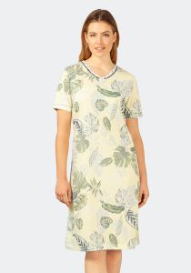 Damen Nachthemd mit Blätter-Print